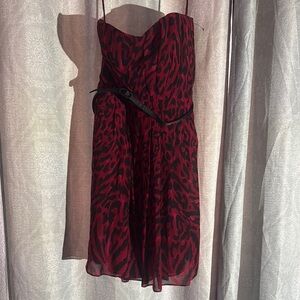 Elegant Red and Black Animal Print Dress